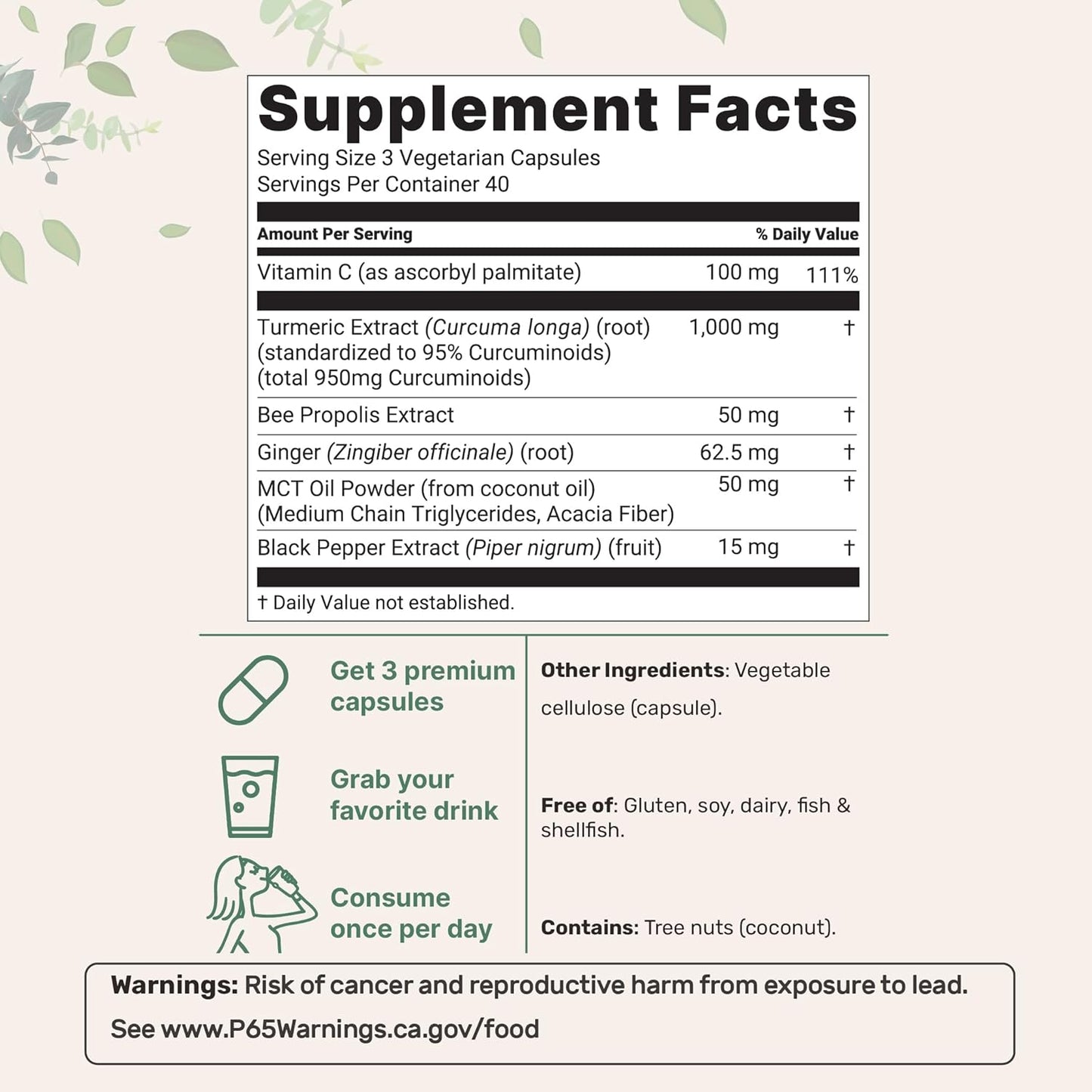 ►Turmeric Pure Curcumin 120 capsulas